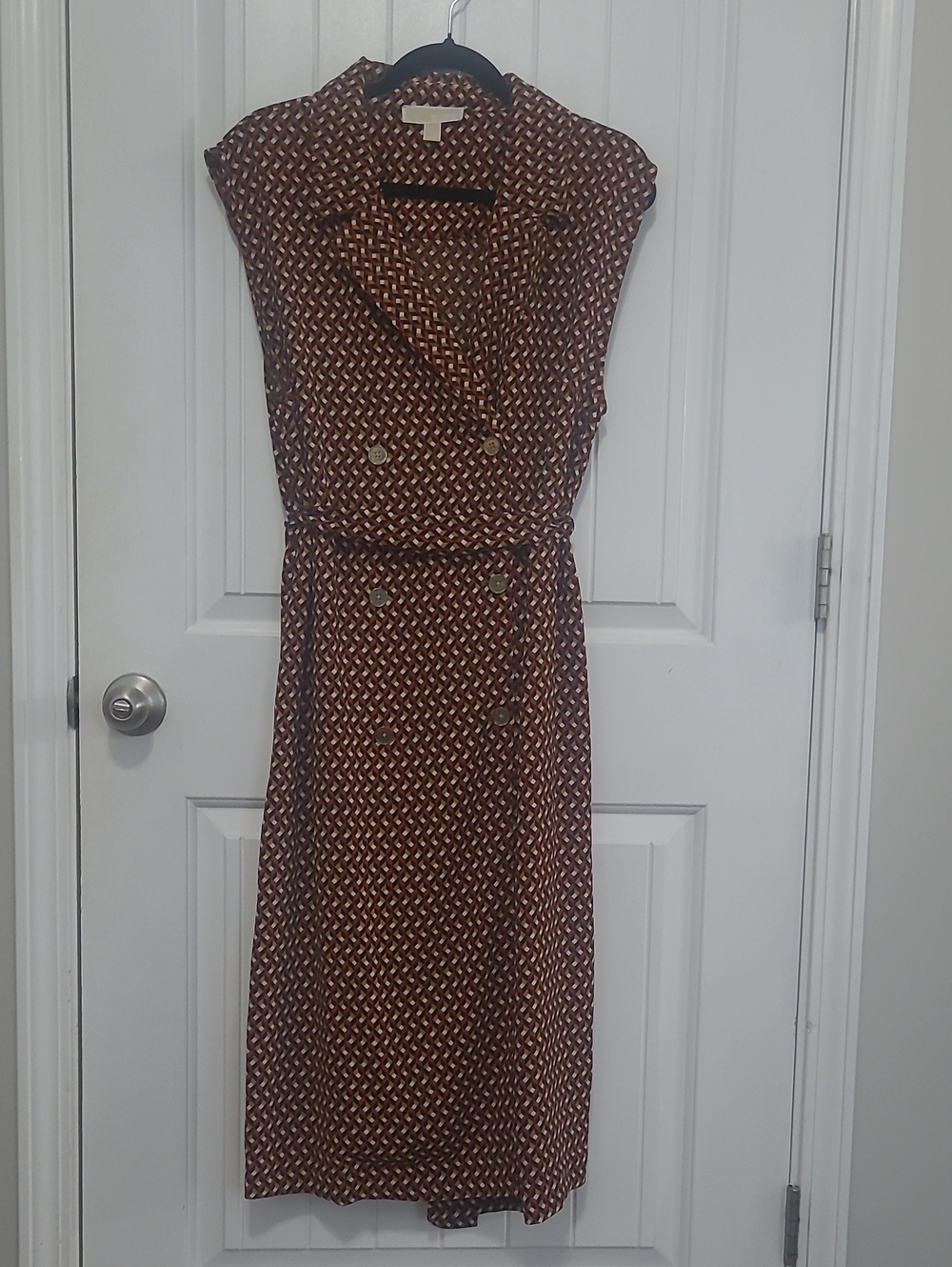 MICHAEL Michael Kors Brown Printed Double-Breasted Sleeveless Dress